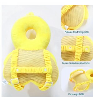 Foto 4 | Casco Para Bebe Antigolpes Gorro Protector Cabeza Acolchada Pato Amarillo Grande
