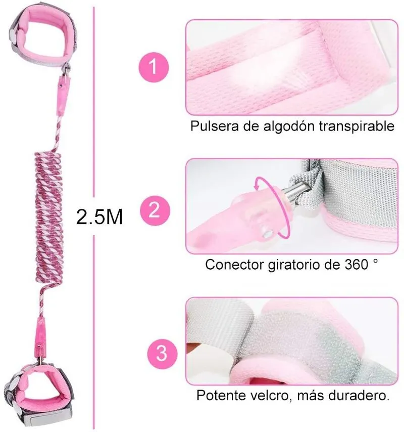 Foto 4 pulgar | Cinturón de Paseo para Bebé Malubero color Rosa con Cuerda de Tracción