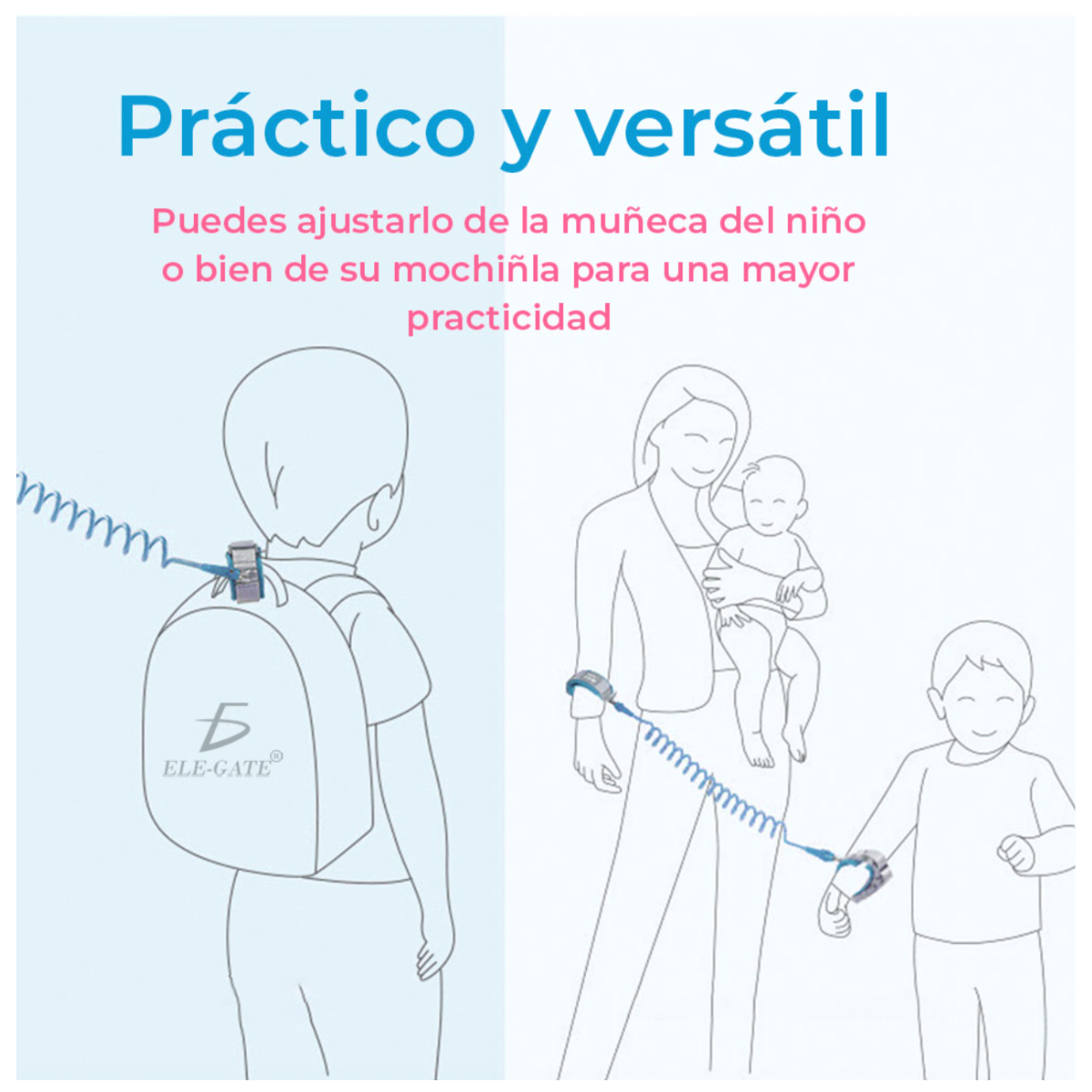 Foto 2 | Pulsera De Seguridad Con Llave Para Niños Pequeños Ajustable Y Elástica Color Rosa