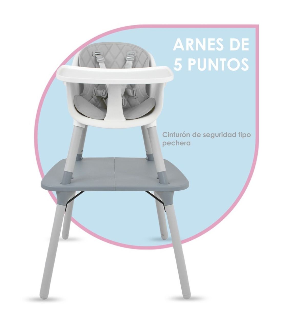 Foto 3 pulgar | Silla Periquera Alta Bebe 4 En 1 Reforzada Mesa Actividades Little Monkey Mkz-silla4en1ama Gris