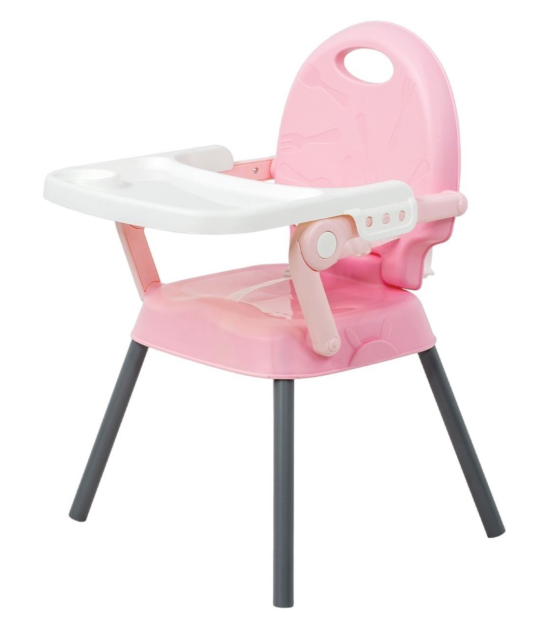 Foto 3 pulgar | Silla Periquera Alta Bebe 3 En 1 Plegable Bandeja Portavasos Little Monkey Mkz-silla3en1ros Rosa