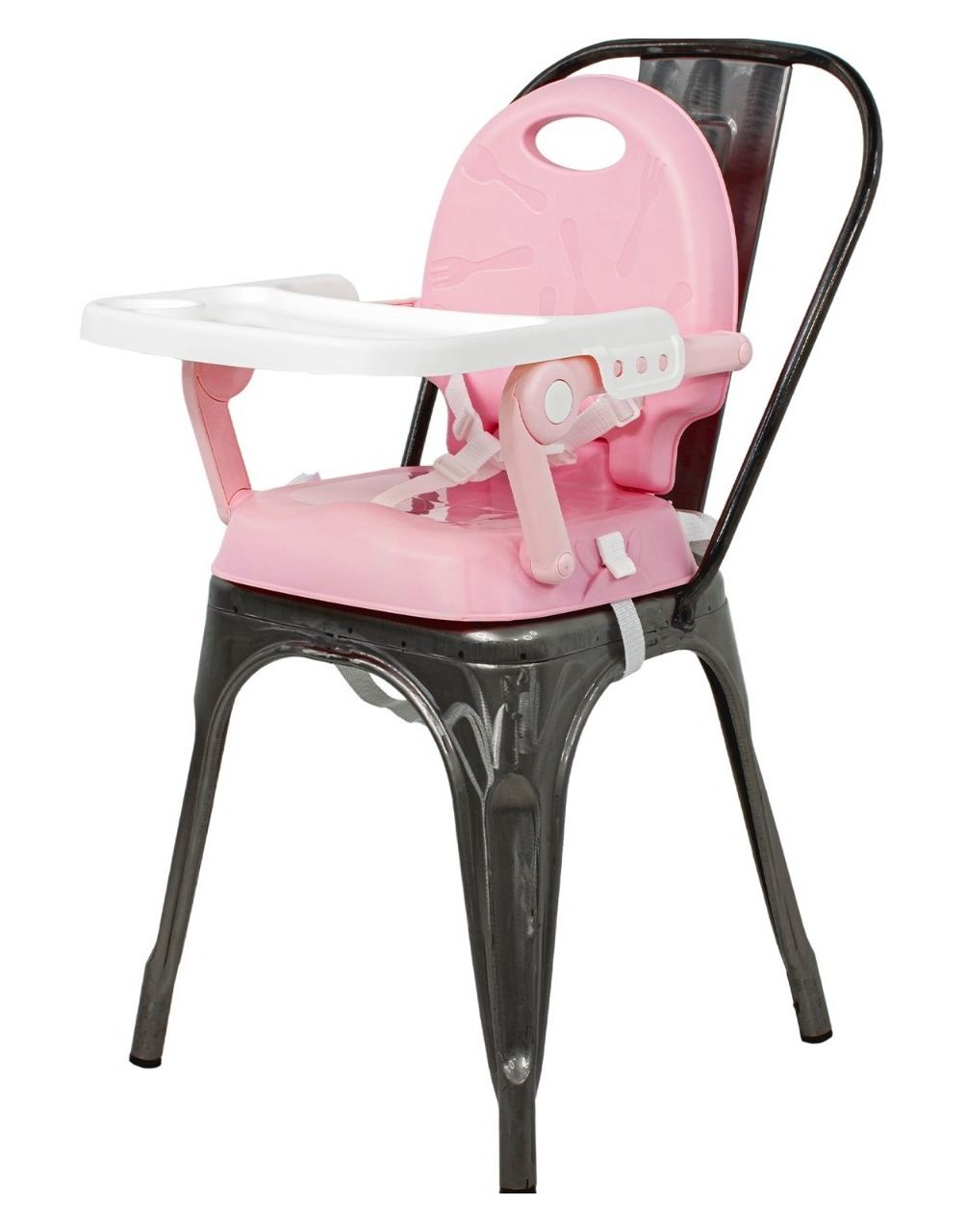 Foto 4 pulgar | Silla Periquera Alta Bebe 3 En 1 Plegable Bandeja Portavasos Little Monkey Mkz-silla3en1ros Rosa