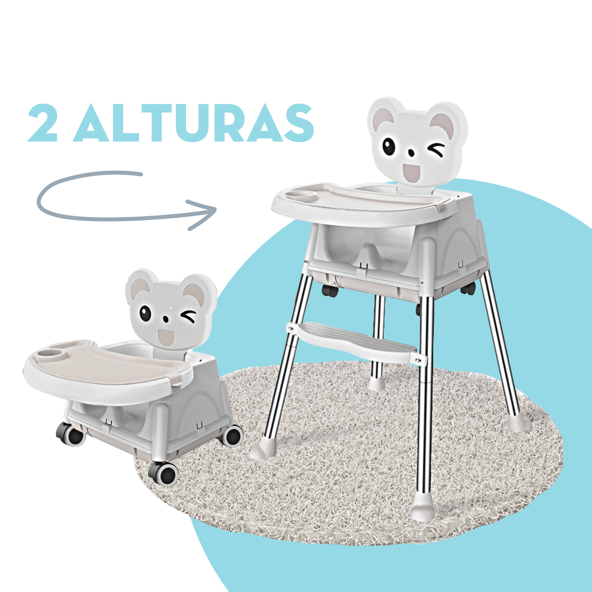 Foto 3 pulgar | Silla Alta para Bebé Mima2 color Gris de 2 Alturas