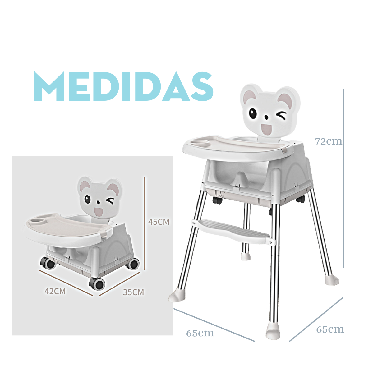 Foto 4 pulgar | Silla Alta para Bebé Mima2 color Gris de 2 Alturas