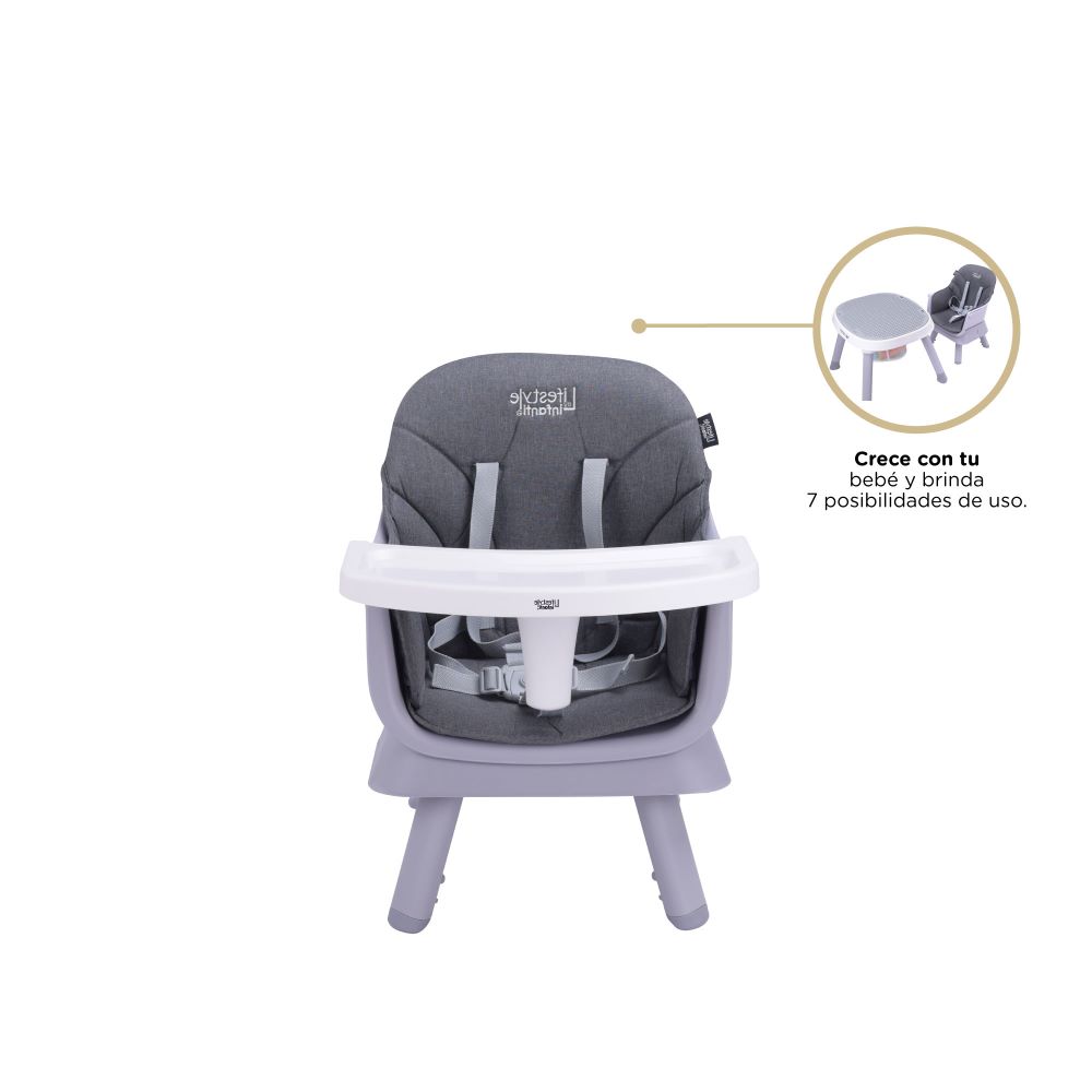 Foto 3 | Silla Alta Manes Lifestyle By Infanti 232BHP002DGR color Gris 7 en 1 Gira 360°