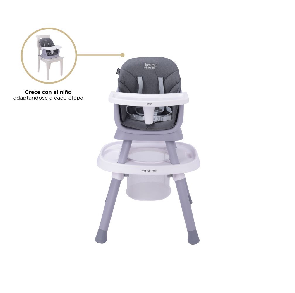 Foto 7 | Silla Alta Manes Lifestyle By Infanti 232BHP002DGR color Gris 7 en 1 Gira 360°