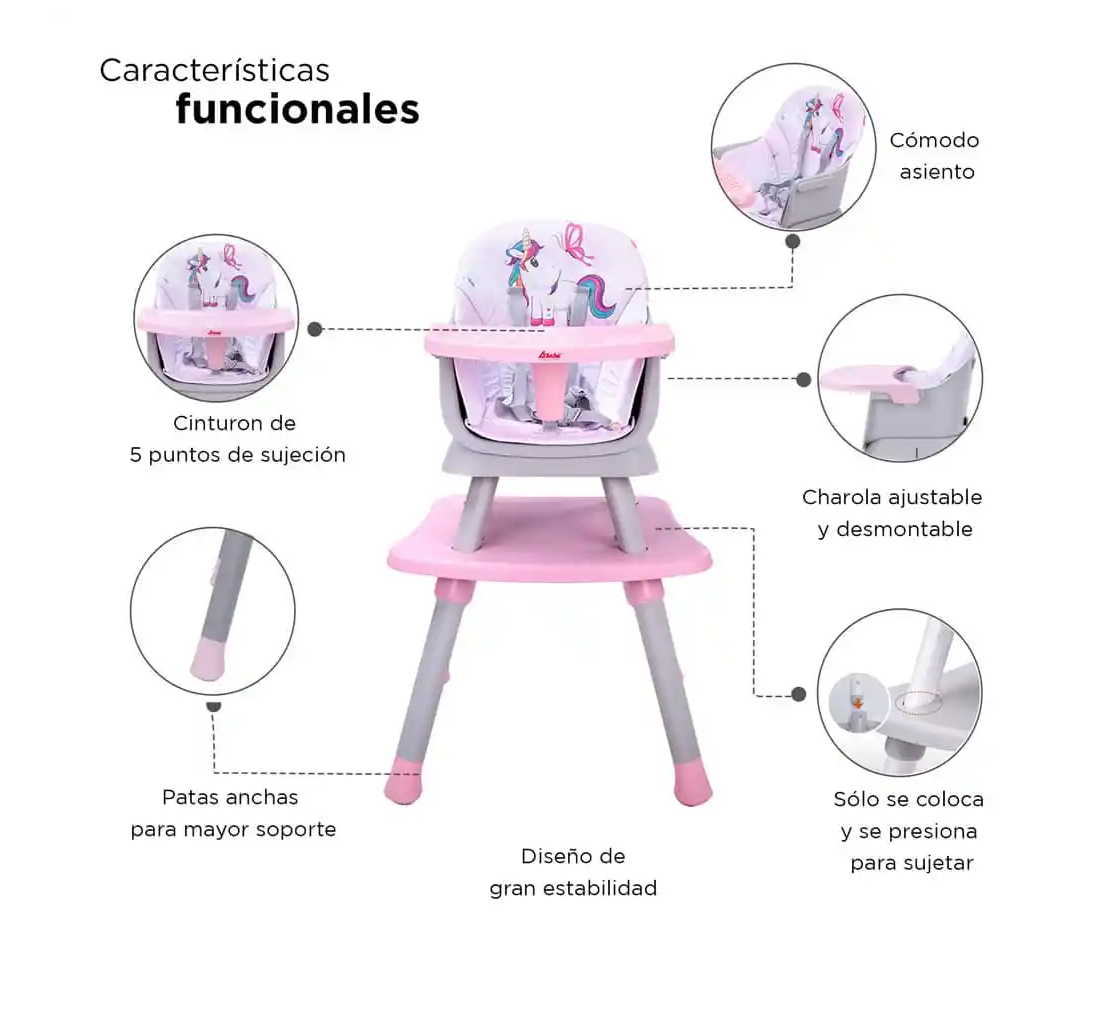 Foto 4 pulgar | Silla Alta D Bebé Grow Whit Me color Rosa 4 en 1
