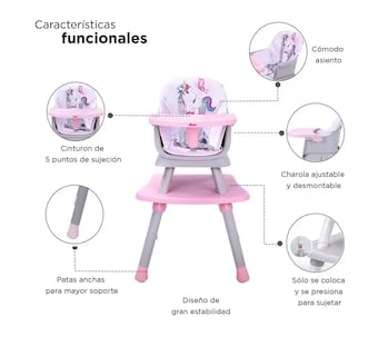 Foto 3 | Silla Alta D Bebé Grow Whit Me color Rosa 4 en 1