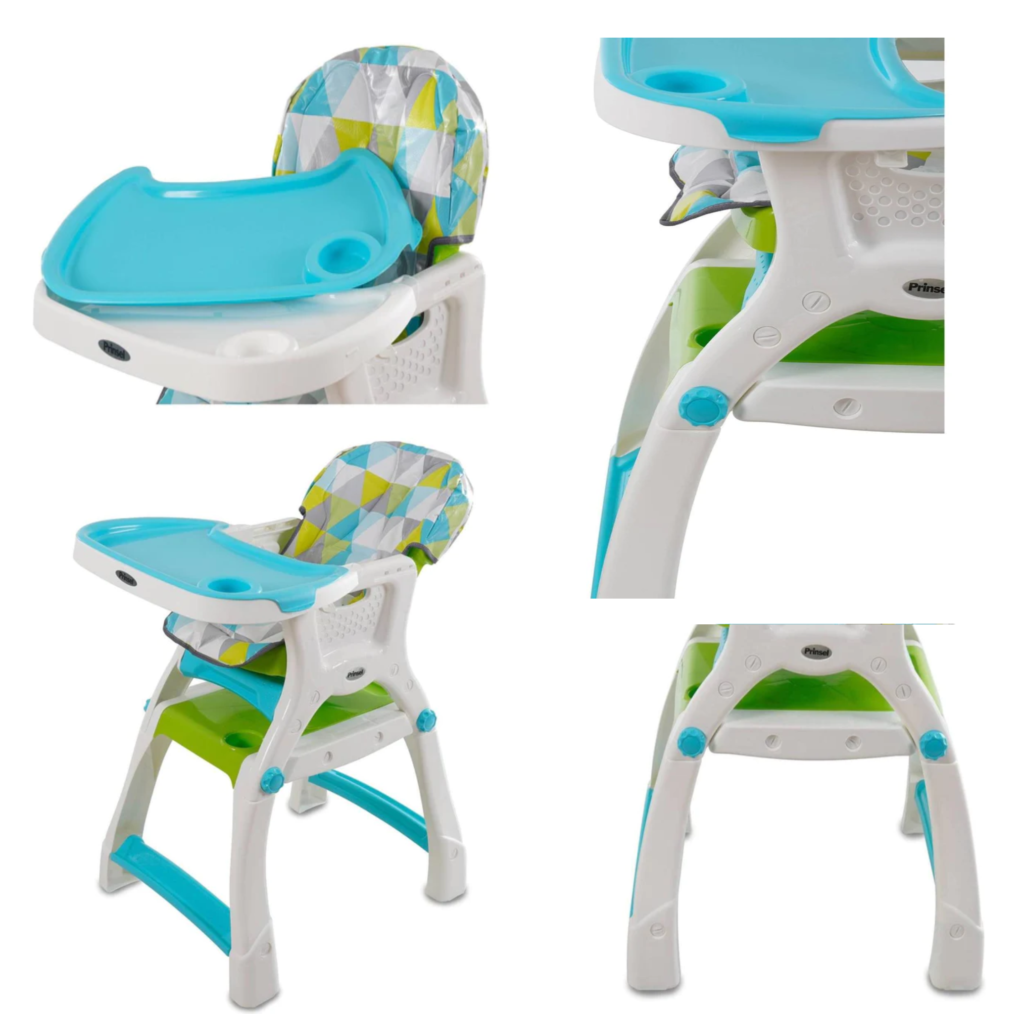 Foto 4 pulgar | Silla Alta Kinder City Triángulos 1055 Prinsel color Verde