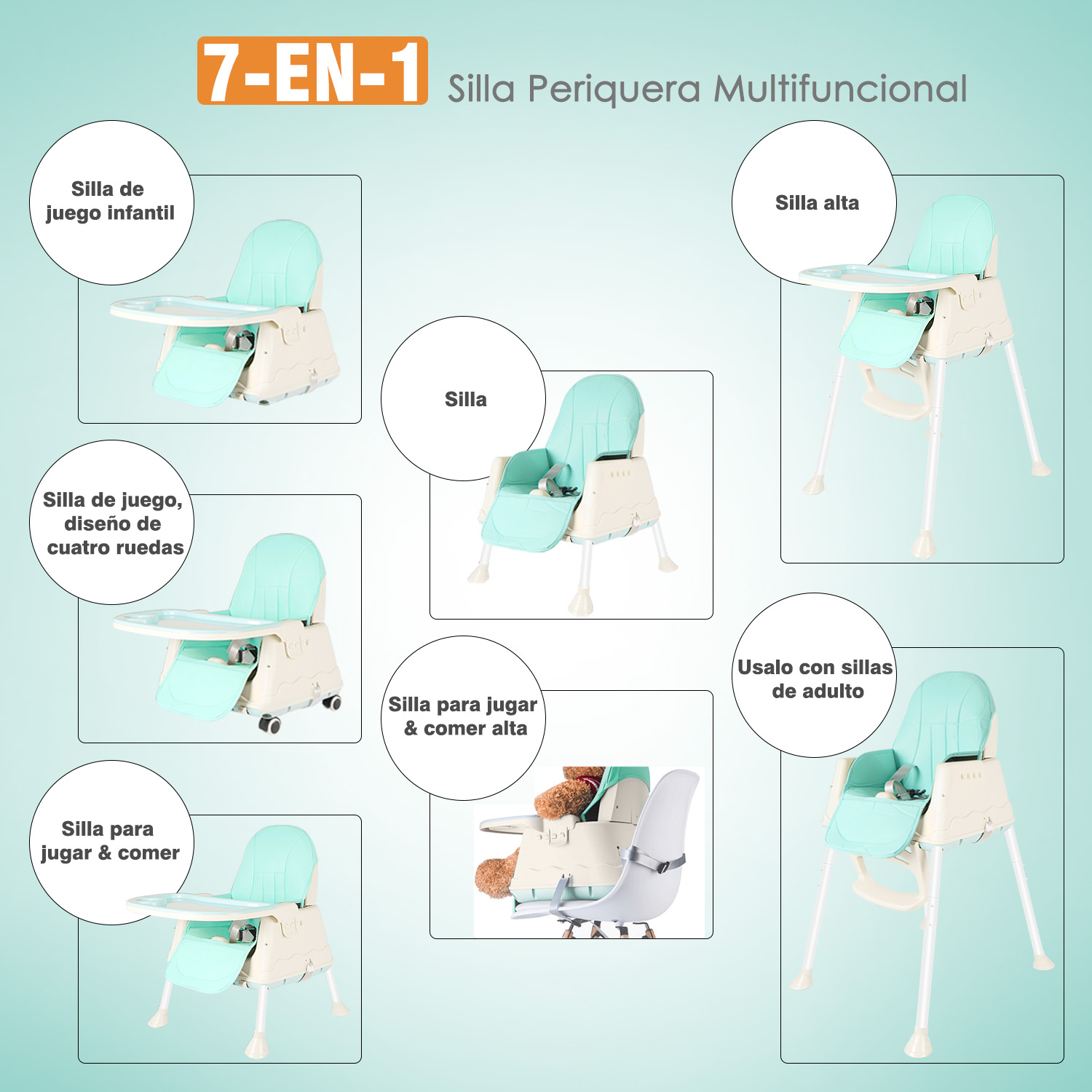 Foto 3 pulgar | Silla Periquera  7 en 1 Sangkee H100080 Multicolor 1 Pieza