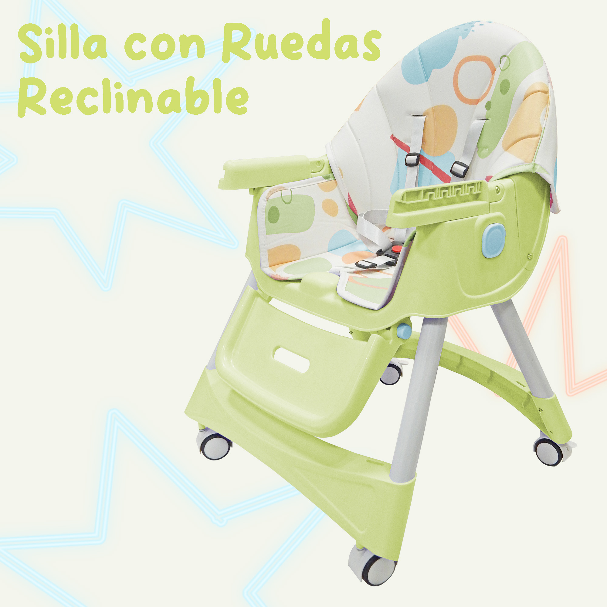 Foto 5 pulgar | Silla Periquera Aquila Sp5260 color Verde con Ruedas