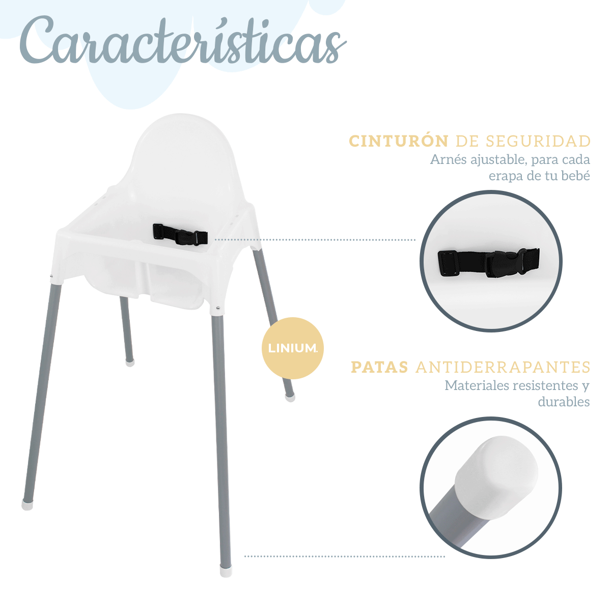 Foto 5 pulgar | Silla Periquera Linium Baby Time color Blanco