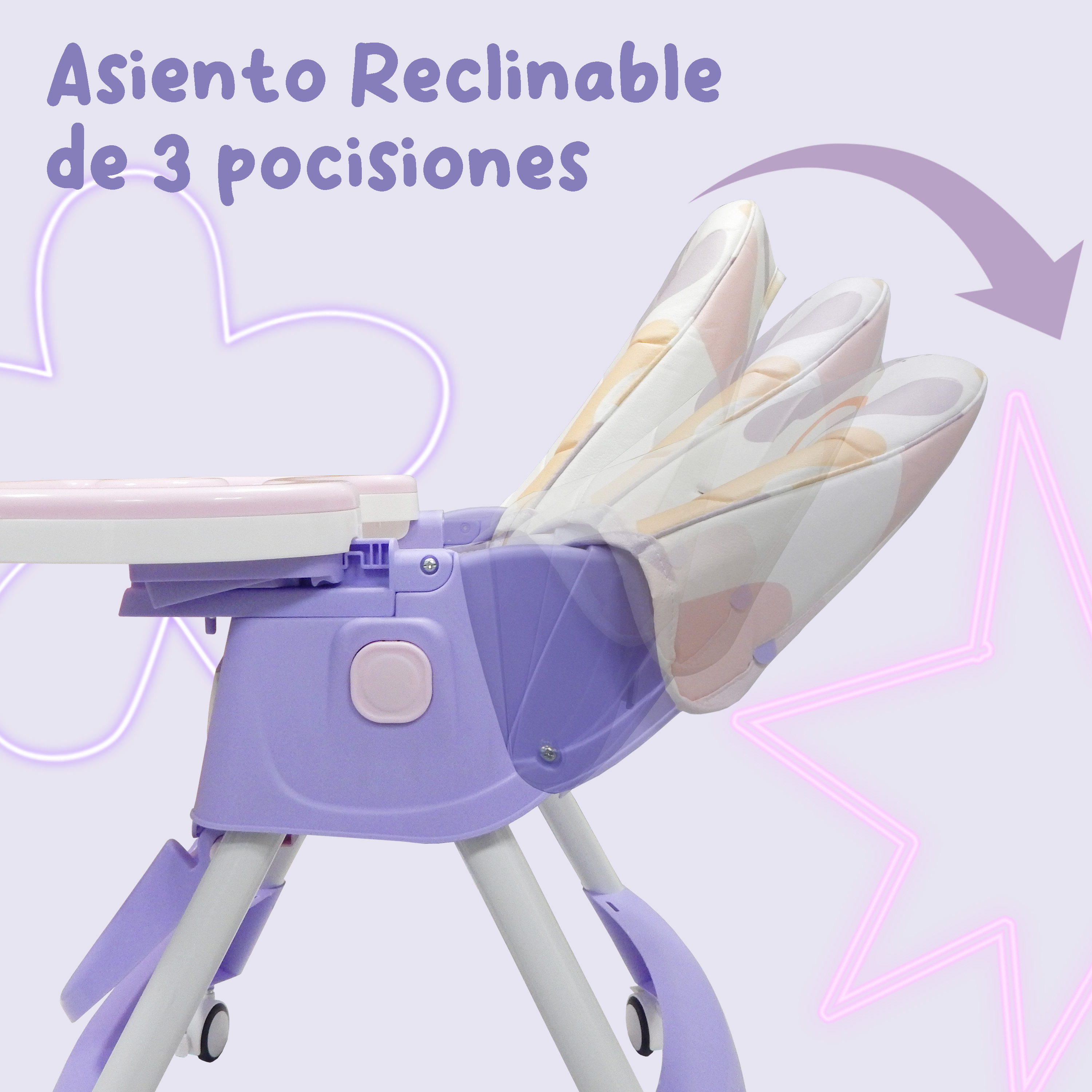 Foto 3 | Silla Periquera Aquila Sp5277 color Morado con Ruedas