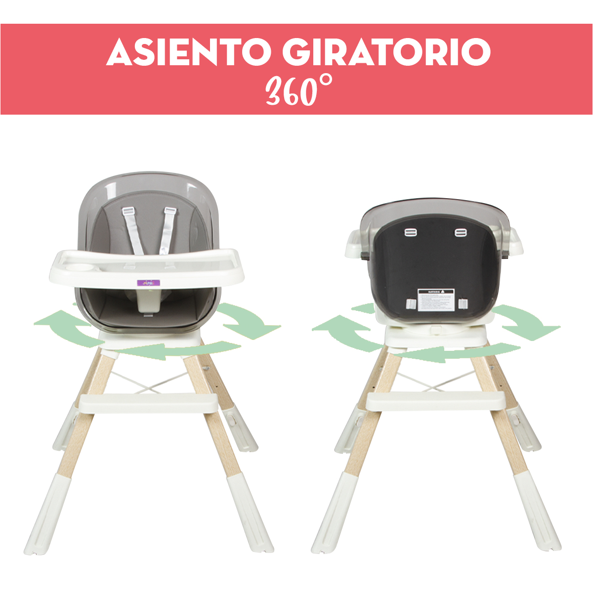 Foto 5 | Silla Periquera Alta Mima2 512 Rosa para Bebé con Asiento Giratorio 360 Grados