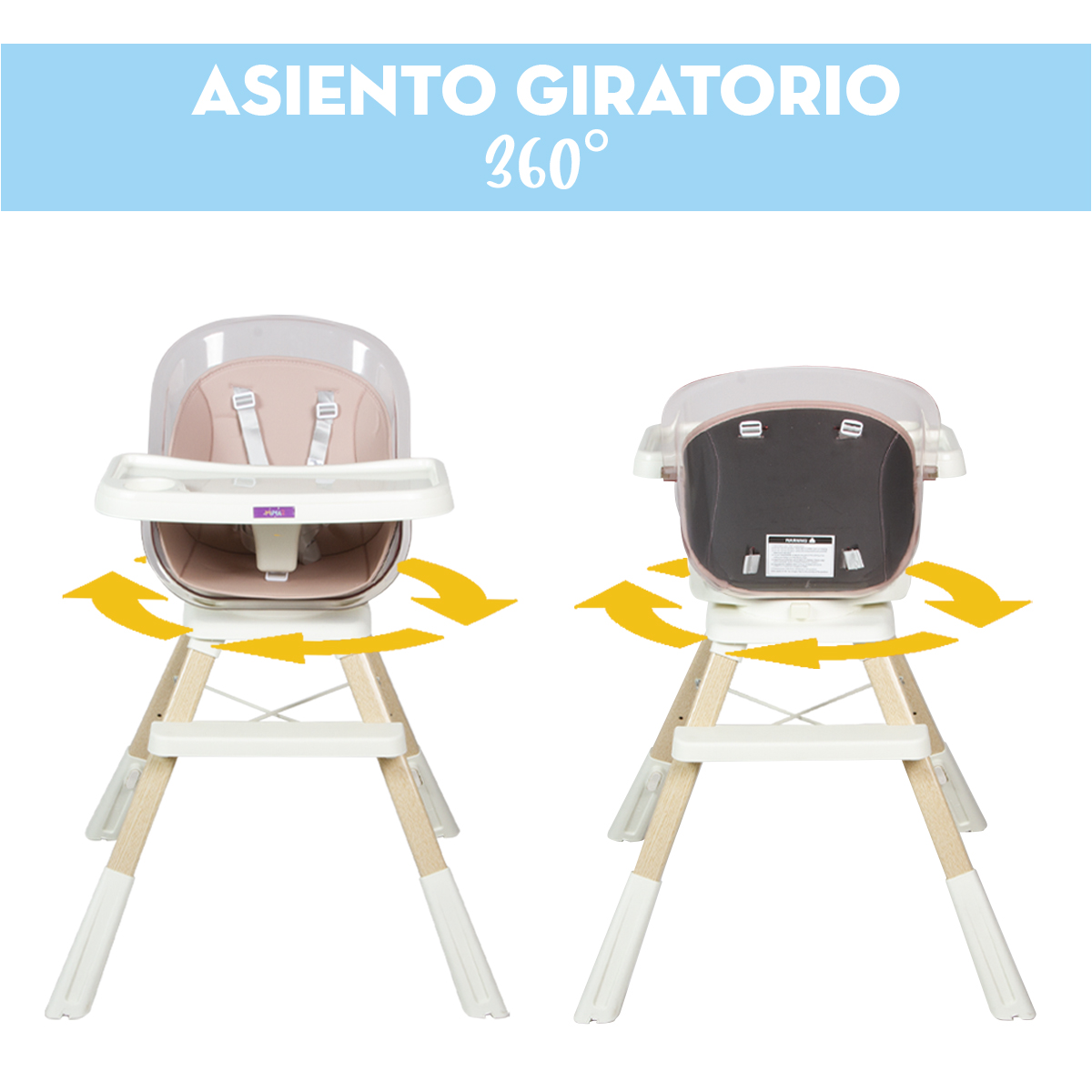 Foto 5 pulgar | Silla Periquera Alta Para Bebé Con Asiento Giratorio 360 Grados
