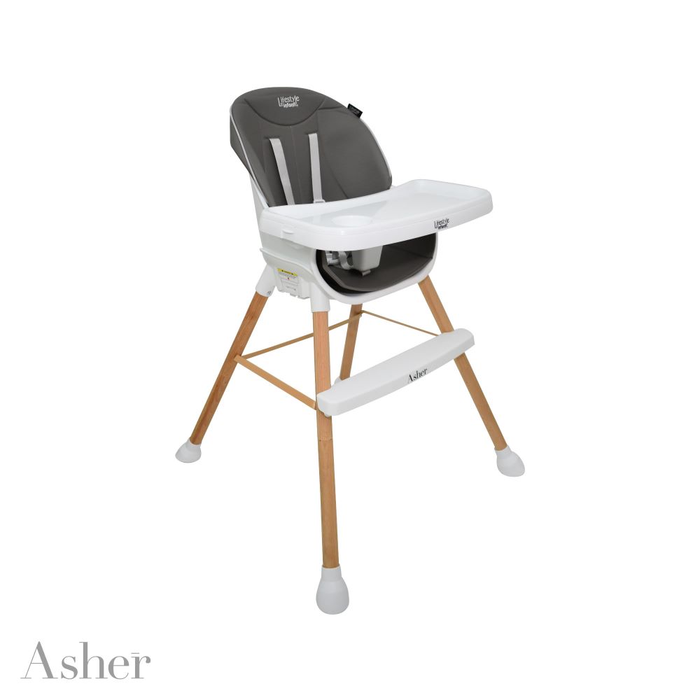 Foto 4 pulgar | Silla Alta Infanti con Utensilios y Platos Asher Gris
