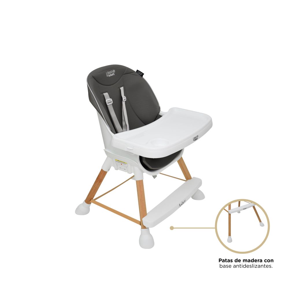 Foto 5 pulgar | Silla Alta Infanti con Utensilios y Platos Asher Gris