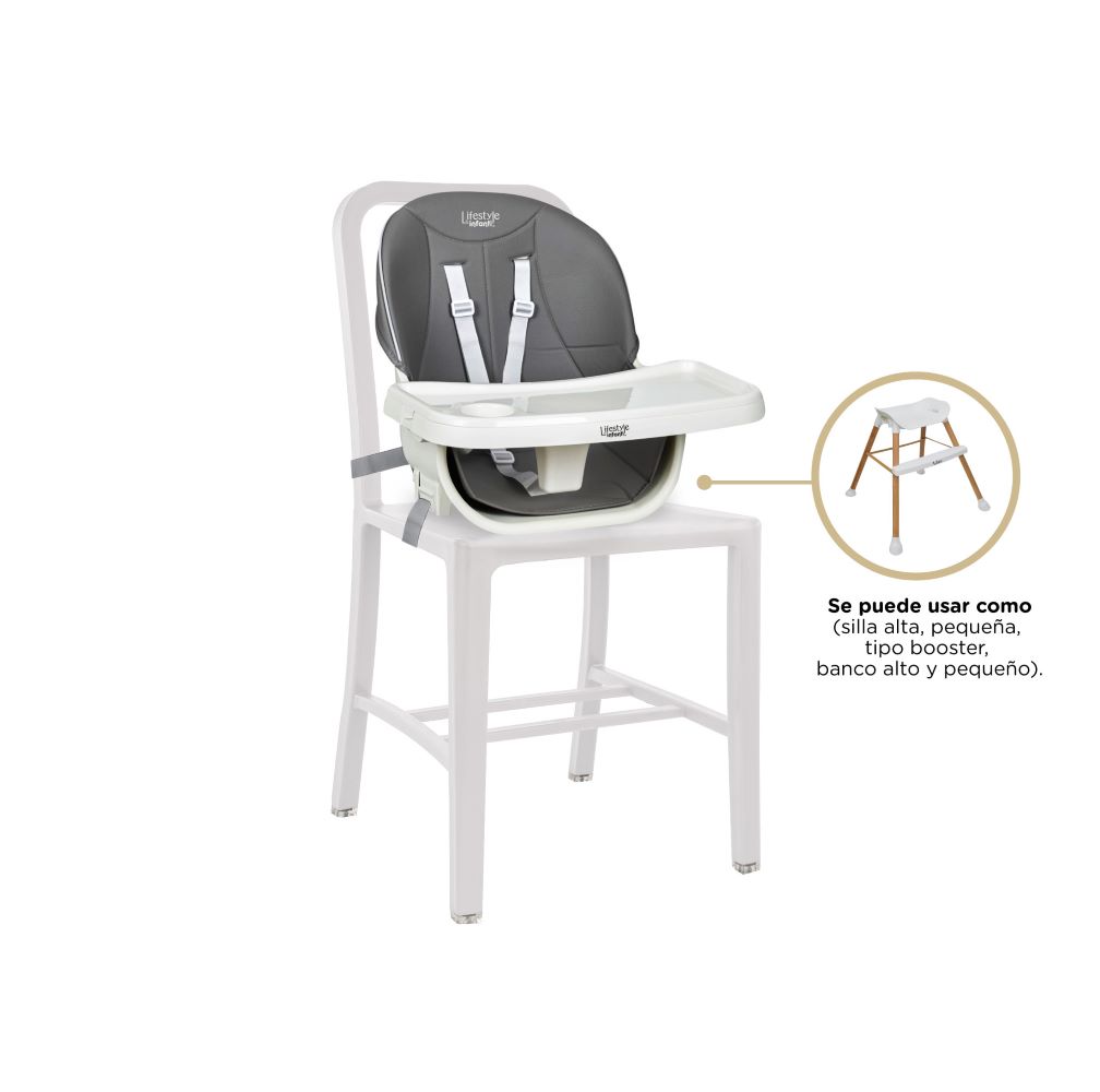 Foto 7 pulgar | Silla Alta Infanti con Utensilios y Platos Asher Gris