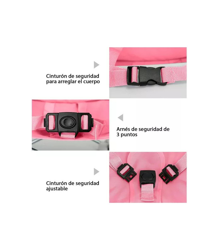 Foto 4 pulgar | Silla Periquera Portátil Plegable en Rosa para Bebés