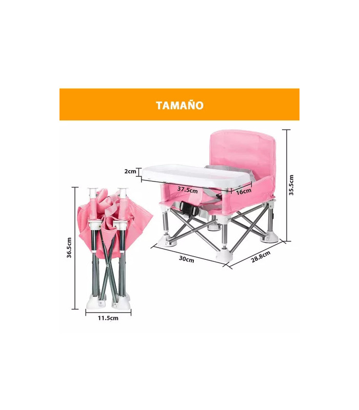 Foto 4 | Silla Periquera Portátil Plegable en Rosa para Bebés