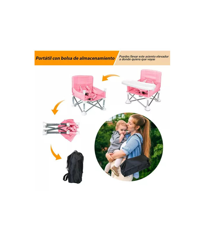 Foto 6 | Silla Periquera Portátil Plegable en Rosa para Bebés