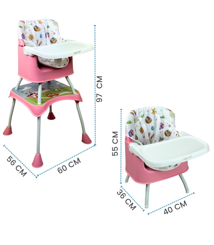 Foto 4 | Silla Alta 3 en 1 con Periquera y Convertible en Rosa para Bebés