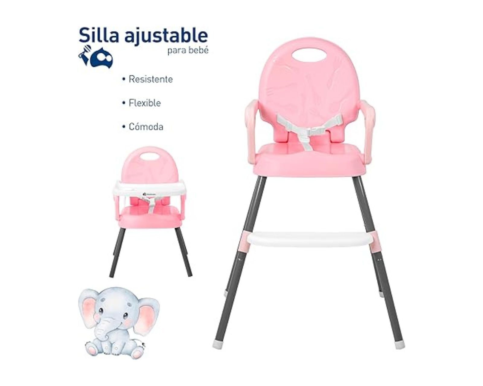 Foto 2 | Bluelander Silla Para Bebé, Periquera Para Bebé, Silla Desmontable Con Patas Ajustables De Altura, Cinturón D