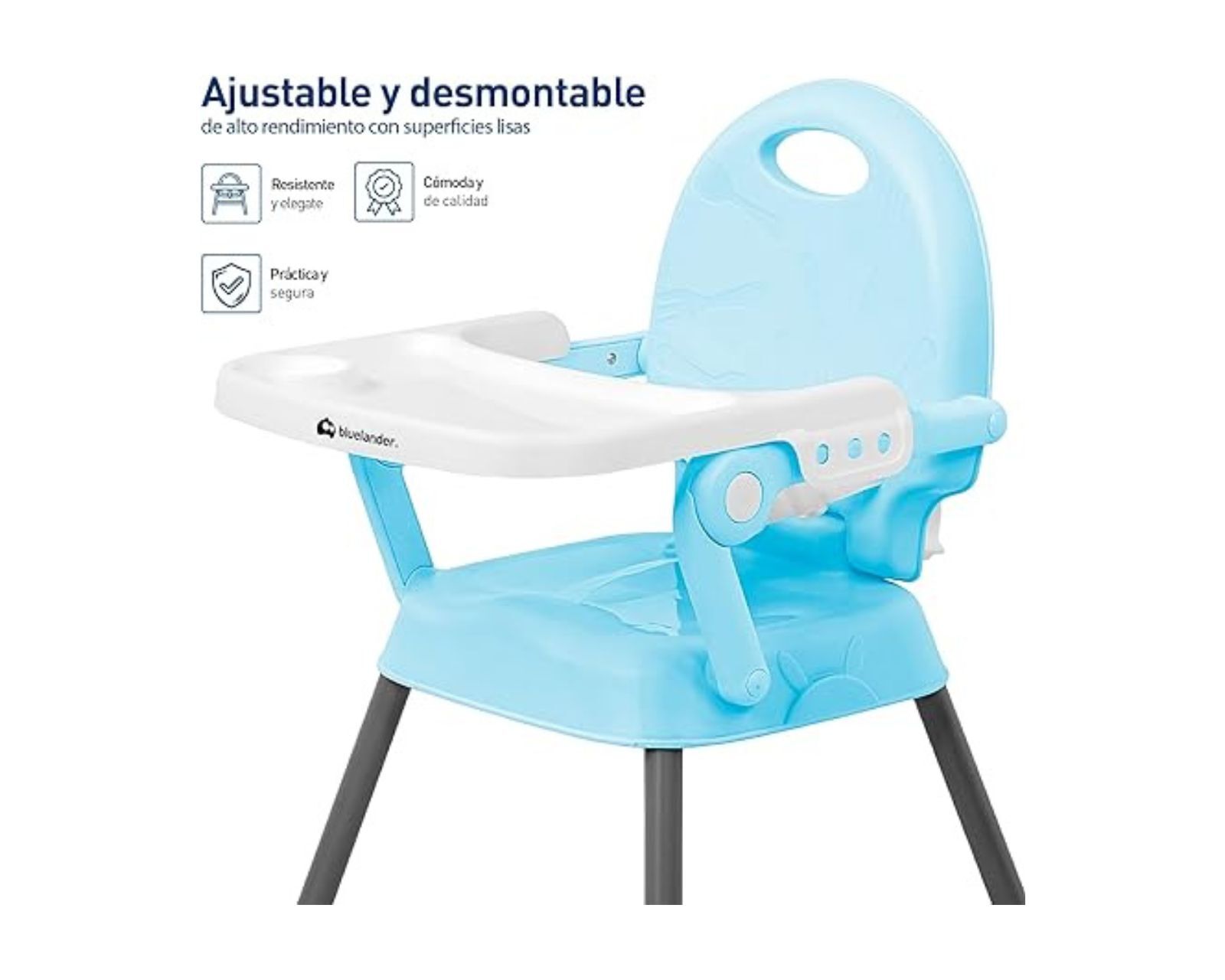 Foto 4 pulgar | Bluelander Silla Para Bebé, Periquera Para Bebé, Silla Desmontable Con Patas Ajustables De Altura, Cinturón D