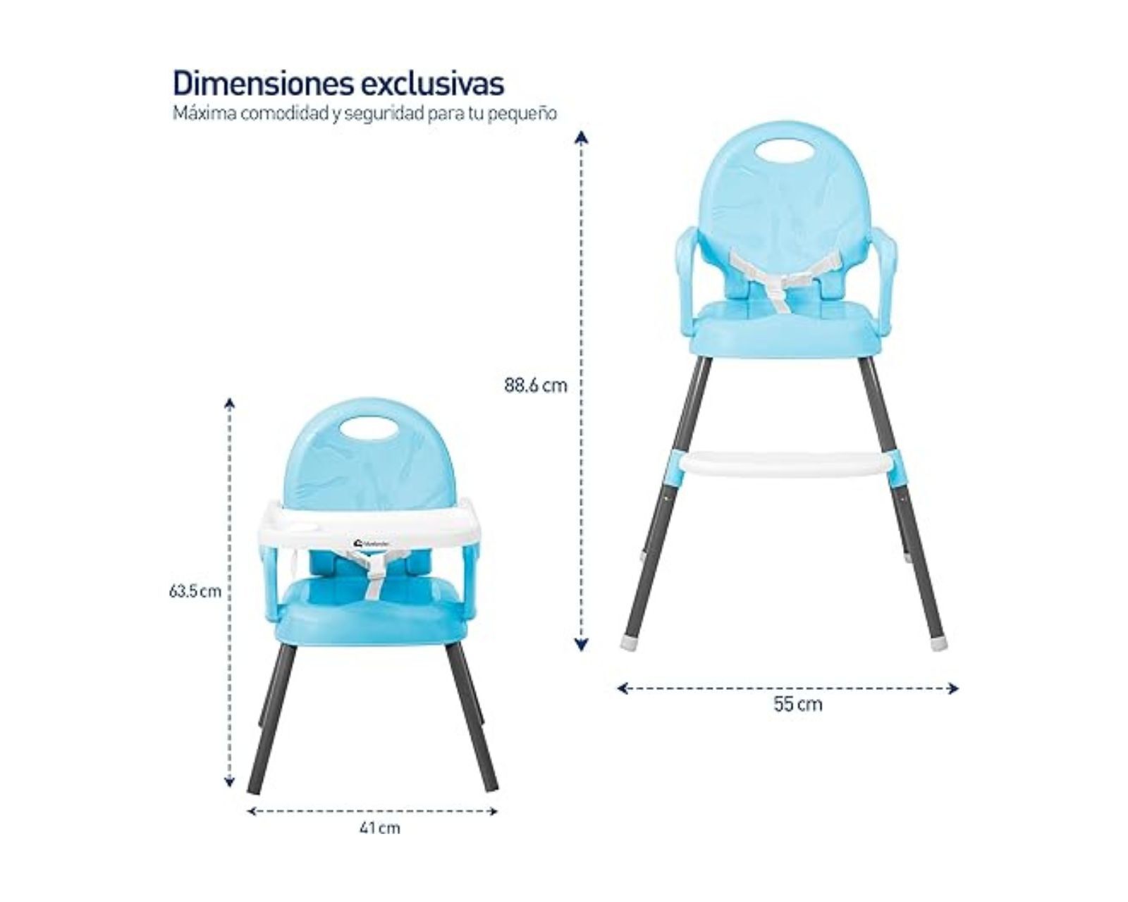 Foto 6 pulgar | Bluelander Silla Para Bebé, Periquera Para Bebé, Silla Desmontable Con Patas Ajustables De Altura, Cinturón D
