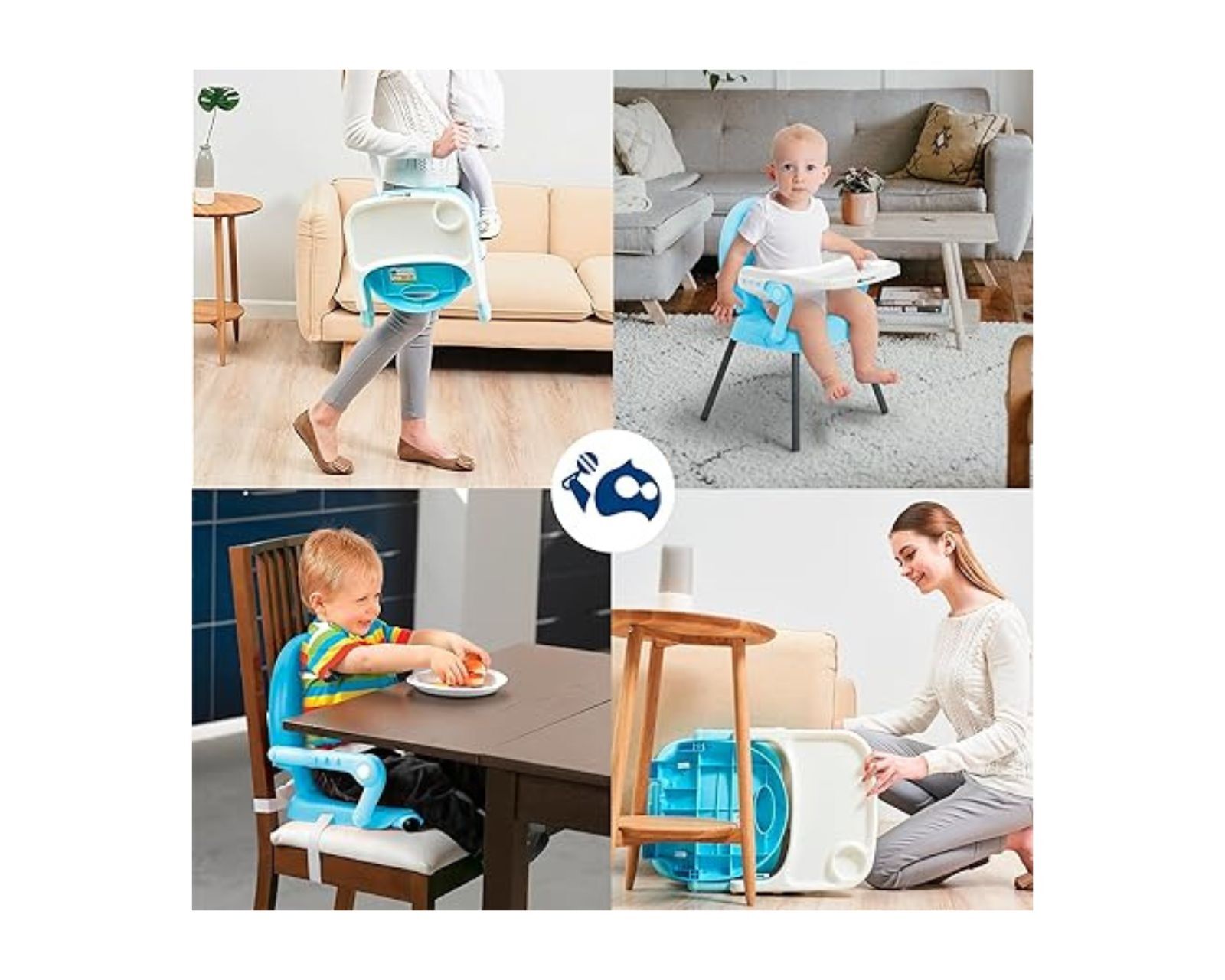 Foto 7 pulgar | Bluelander Silla Para Bebé, Periquera Para Bebé, Silla Desmontable Con Patas Ajustables De Altura, Cinturón D