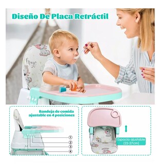 Foto 3 | Silla Alta para Bebé Periquera Ajustable 3 en 1 Verde