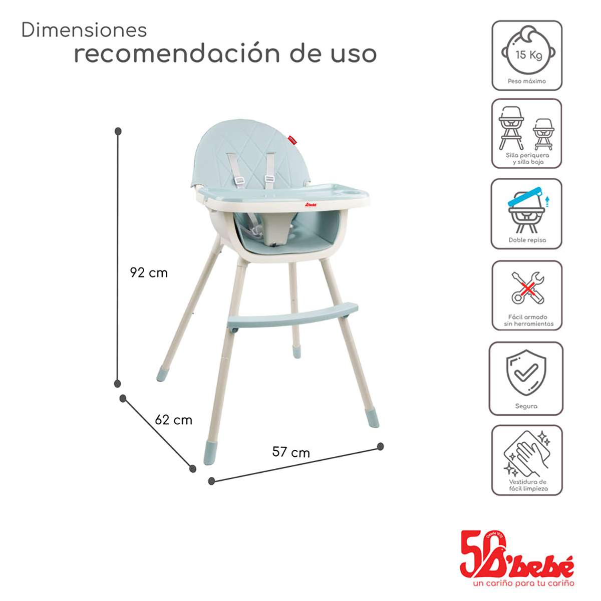 Foto 5 | Silla Alta D'bebé Cosmic Azul 3 en 1