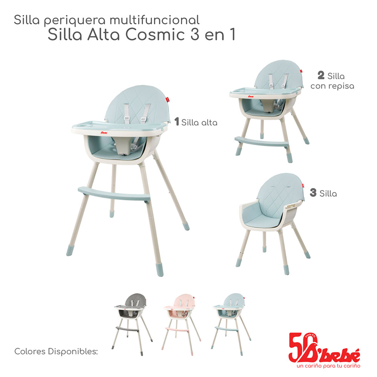 Foto 6 | Silla Alta D'bebé Cosmic Azul 3 en 1