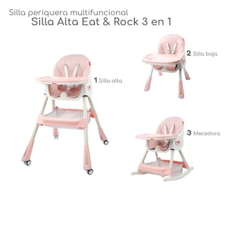 Foto 2 | Silla Alta 3 en 1 Eat & Rock para Bebé en Rosa