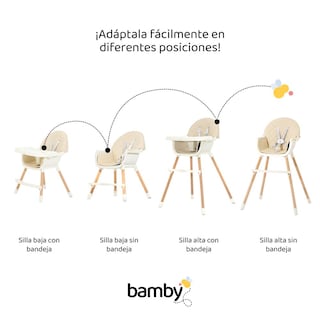 Foto 8 | Silla Alta para Bebé Bamby Gris 4 en 1 Altura Ajustable