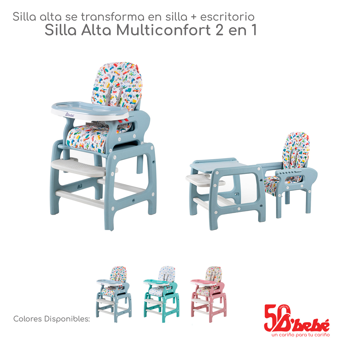 Foto 6 pulgar | Silla Alta Periquera D'bebé Multiconfort Azul