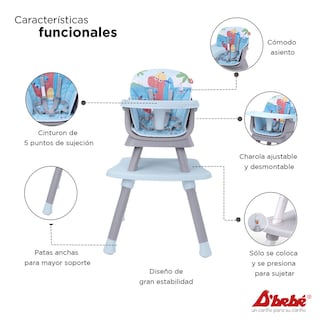 Foto 2 | Silla Alta Periquera D'bebé Grow With Me Azul con Gris