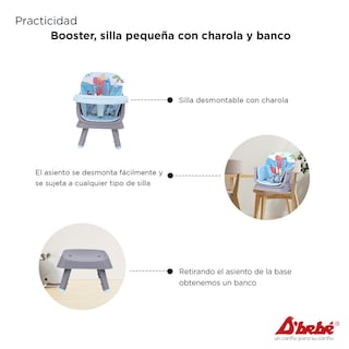Foto 3 | Silla Alta Periquera D'bebé Grow With Me Azul con Gris