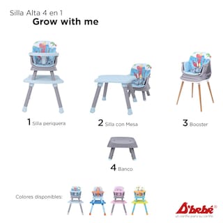 Foto 6 | Silla Alta Periquera D'bebé Grow With Me Azul con Gris