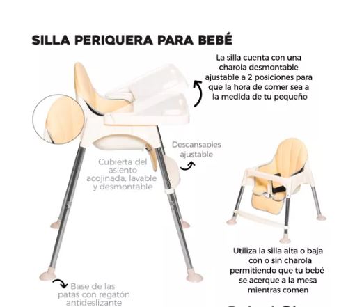 Foto 3 pulgar | Silla Alta de Bebé 2 en 1 Wünd con Charola Altura Ajustable Beige