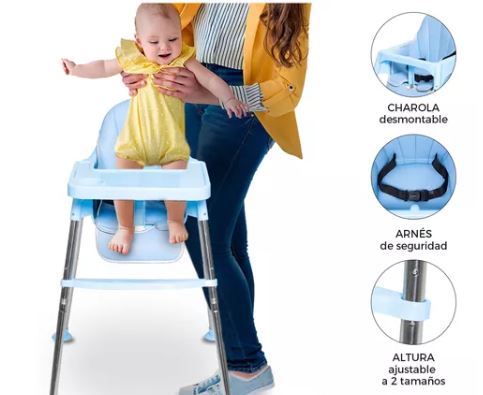 Foto 2 | Silla Alta de Bebé 2 en 1 Wünd con Charola Altura Ajustable Azul