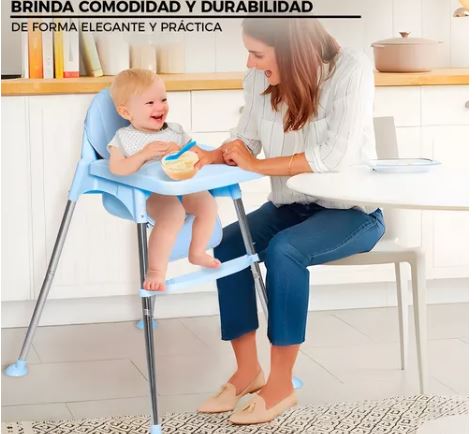 Foto 4 pulgar | Silla Alta de Bebé 2 en 1 Wünd con Charola Altura Ajustable Azul