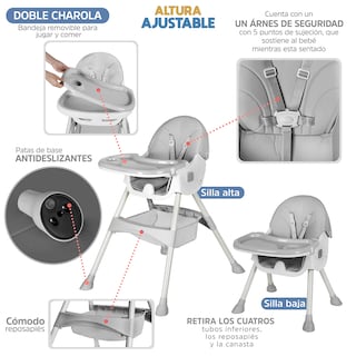 Foto 4 | Silla Periquera Bebé Ag Box 2 En 1 Plegable Gris