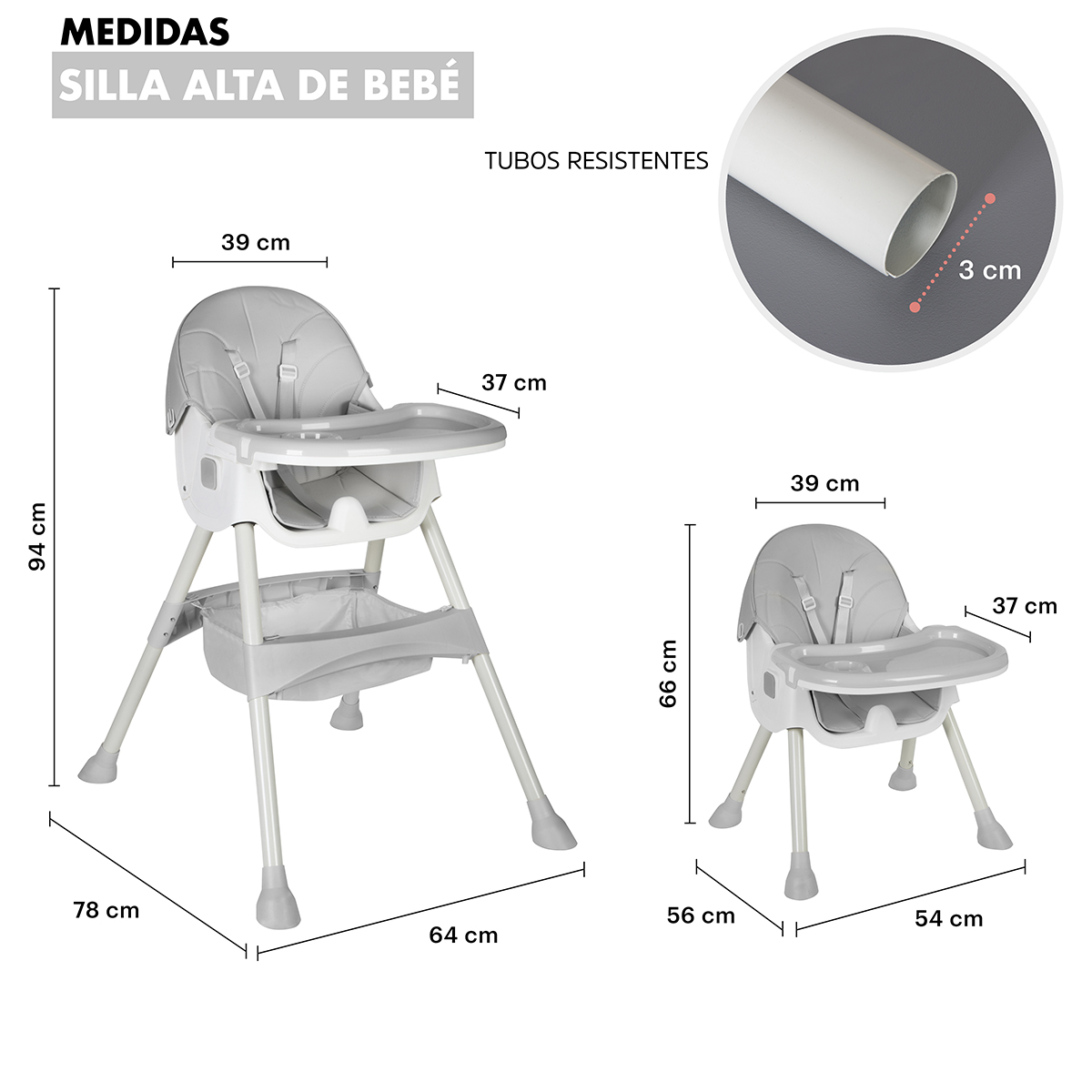Foto 5 | Silla Periquera Bebé Ag Box 2 En 1 Plegable Gris