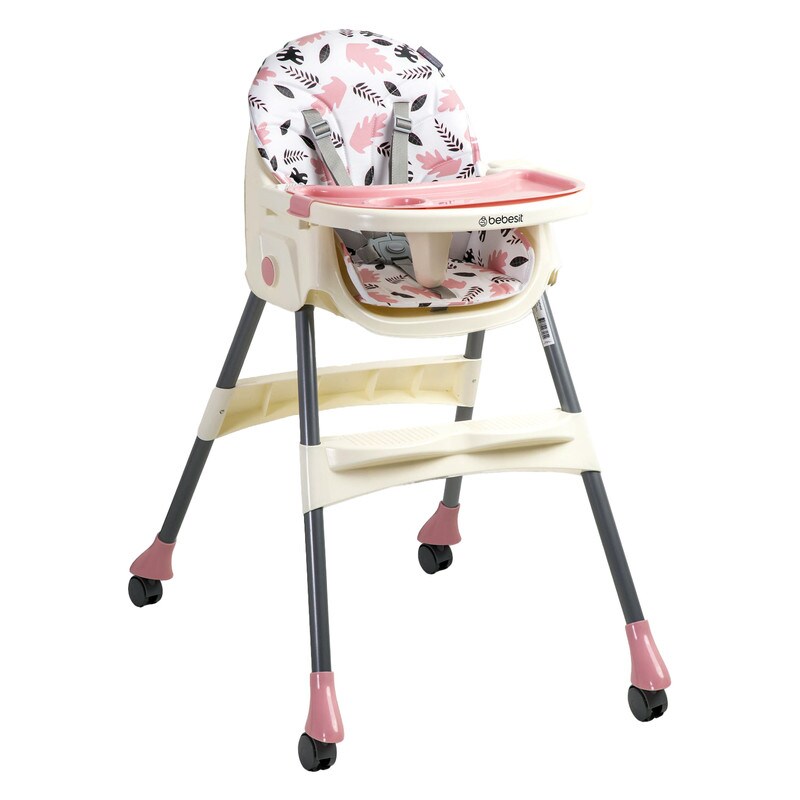 Silla Periquera Steps Bebesit Bandeja Y Cinturón 5 Puntos Rosa $4,411