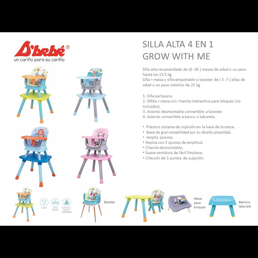 Foto 5 | Silla Alta para Bebé D'bebé 4 en 1 Grow With Me Azul con Verde