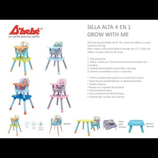 Foto 5 | Silla Alta para Bebé D'bebé 4 en 1 Grow With Me Azul con Verde