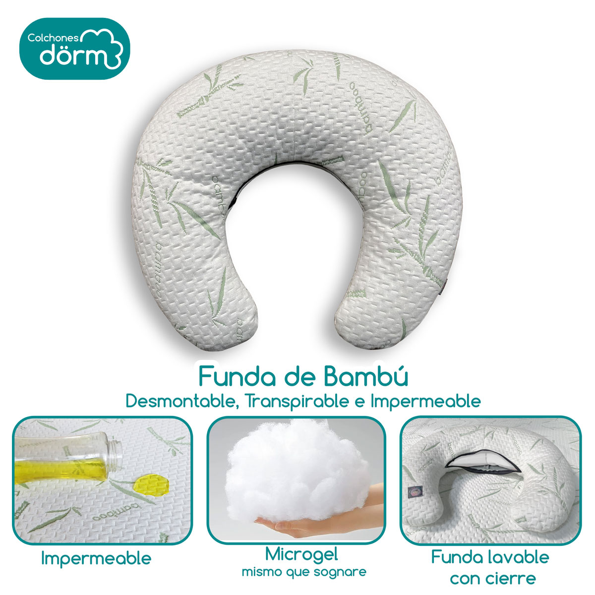 Foto 3 pulgar | Almohada De Lactancia Para Amamantar Bebe de Bambú Impermeable