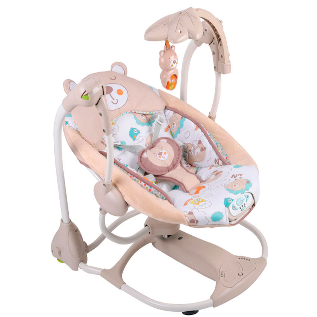 Foto 2 pulgar | Silla Mecedora SemiAutomatica de Osos con Temporizador y Musical para  Bebés Beige