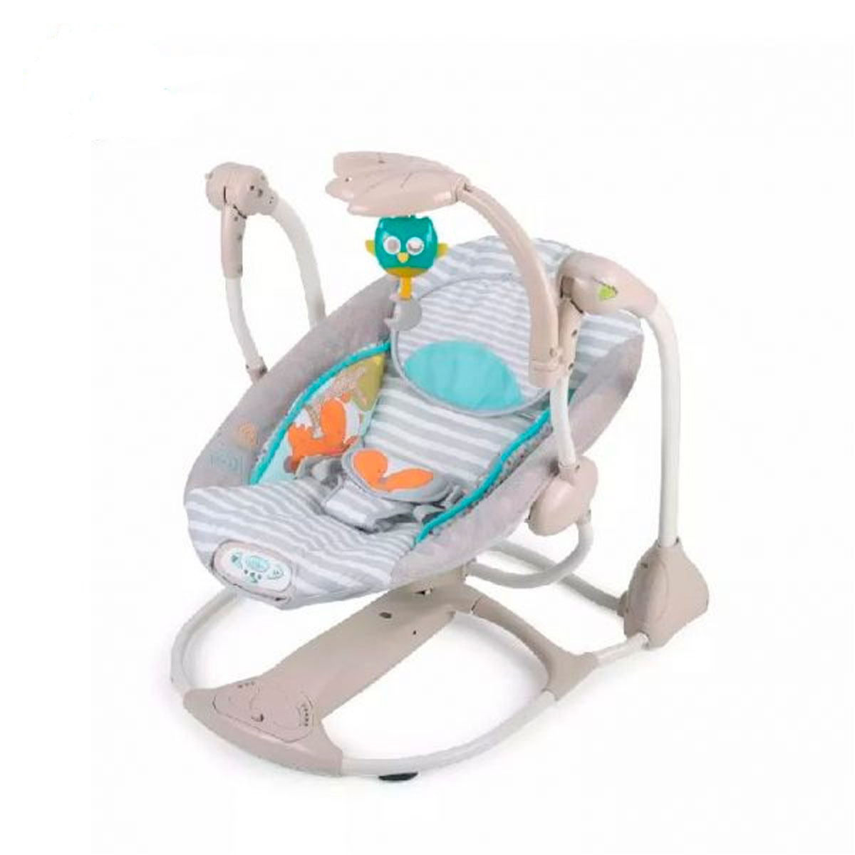Foto 1 | Silla Mecedora de Buho de Rayas SemiAutomatica con Temporizador Musical con Modulo Vibratorio para Bebés